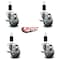 Service Caster 3'' Gray Poly Swivel 1-3/8'' Expanding Stem Caster Set with Brake, 4PK SCC-EX20S314-PPUB-TLB-138-4 - alternate 4